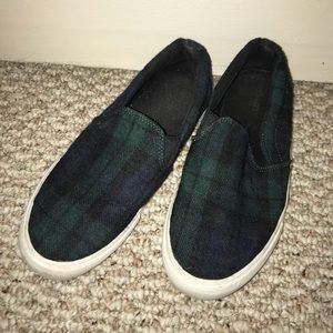 Old Navy Blue/Green Plaid Slip Ons